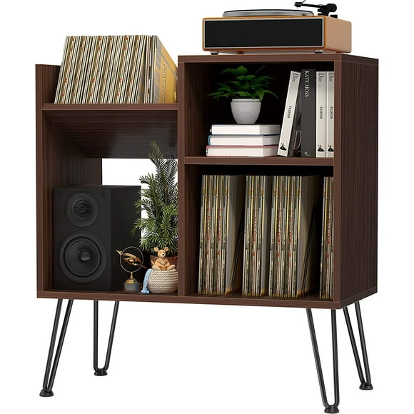 iyrany Record Player Stand, Turntable Stand with Record Storage, Vinyl Record Storage Cabinet with Metal Legs, Record Player Table Holds Up to 250 Albums for Living Room, Bedroom, Office, et
