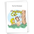 thumbnail image 1 of NobleWorks, First Photobomb - Humorous Happy Birthday Greeting Card - Funny Adam & Eve Photo, Cartoon Stationery, 1 of 5