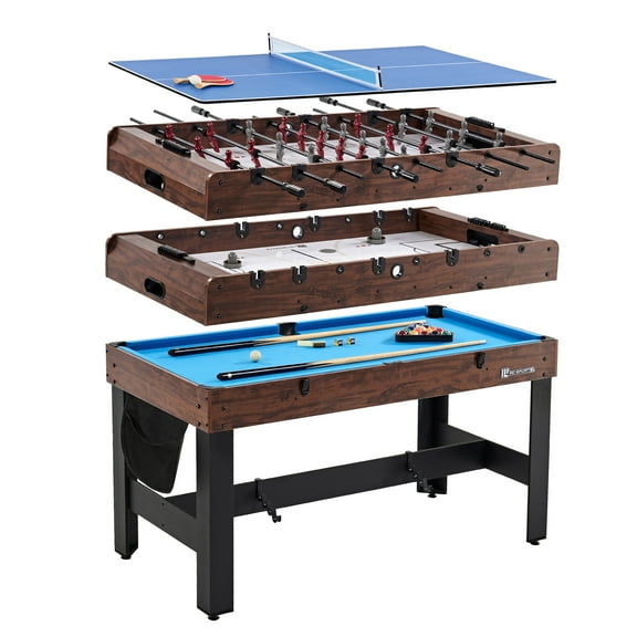 54" 4-in-1 Multi Game, Billiards, Table Tennis Pong Table, Air Hockey, Foosball, by MD Sports