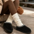 thumbnail image 2 of Comwarm Genuine Suede House Fuzzy Slippers for Women Men, Warm Memory Foam Shoes Indoor Outdoor, Black, 2 of 7