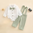 thumbnail image 4 of Tiijoy Newborn Boys Outfits Long Sleeve Button Up Romper Suspenders Pants Set, Sizes 6-9M, 4 of 7