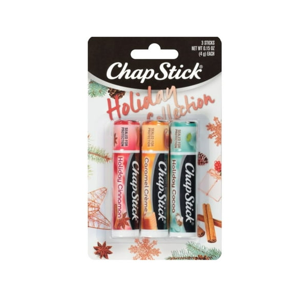 Chapstick Holiday Collection, Holiday Cinnamon, Caramel Creme & Holiday Cocoa, 0.15 oz