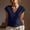 *Dark Blue, variant on ClodeEU Women's Lace Trim V Neck Linen Blend Top,Casual Loose Trendy Blouse for Summer Black,Womens Plus XXL