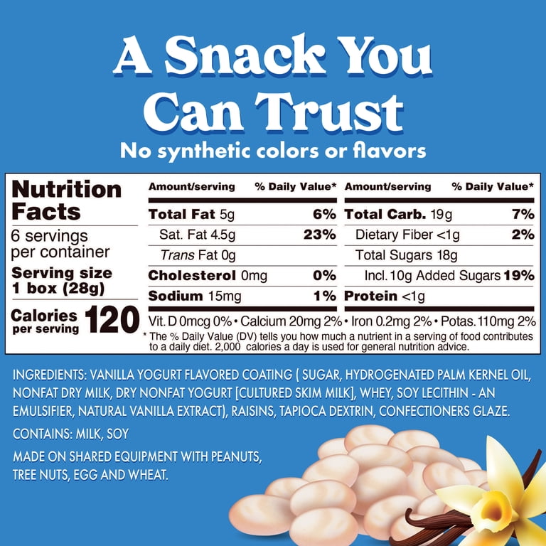 Sun-Maid, Vanilla Yogurt Covered Raisins, 6-Pack/1oz Cartons
