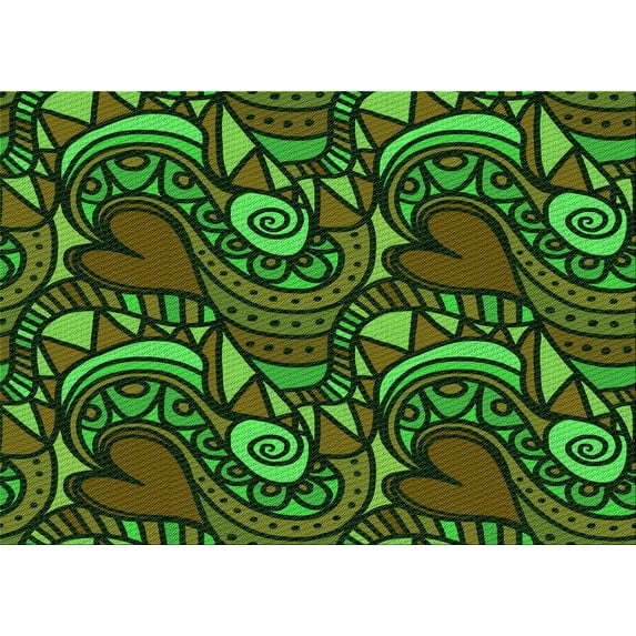 Ahgly Company Machine Washable Indoor Rectangle Transitional Dark Forest Green Area Rugs, 4' x 6'