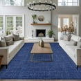 thumbnail image 4 of Vintage Navy Blue Large Area Rugs for Bedroom Living Room, Soft Non Slip Carpet Bedside Rug, Farmhouse Retro Dark Solid Color Linen Texture Rectangular Floor Cover Kitchen Accent Rug 5'x8' for Office, 4 of 9