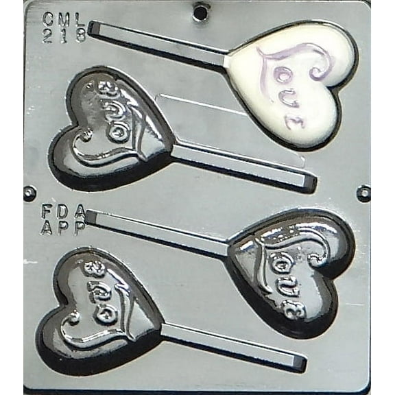 218 Love on Heart Pop Lollipop Chocolate Candy Mold