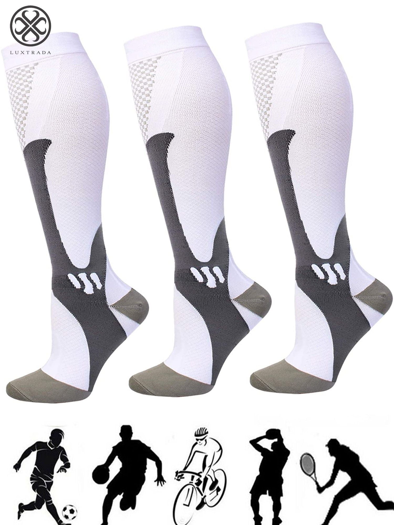 Luxtrada 3 Pairs Medical&Althetic Compression Socks 20-30 mmHg Nursing Performance Socks for Men Women - made for Best Running, Athletic Sports, ...