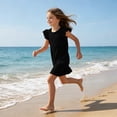 thumbnail image 6 of Grblisyd Girls Dress Summer Ruffle Sleeve Crew Neck Sundress Solid Color Casual Party Dresses for Kids 2-13 Years, 6 of 6