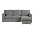 thumbnail image 5 of Furniture of America Liven Right Hand Facing Corduroy Indoor Pull-out Sleeper Sectional, Gray, 5 of 5