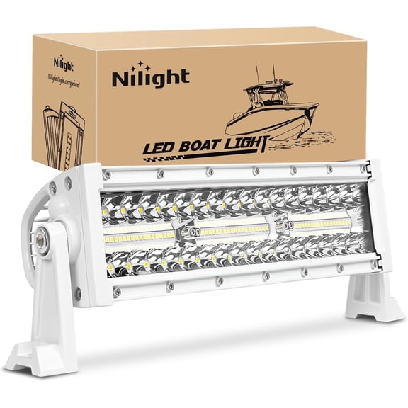 Nilight 13.5-Inch Triple Row LED Light Bar, White Spot/Flood Combo Beam, Waterproof Off-Road & Marine Deck Lighting