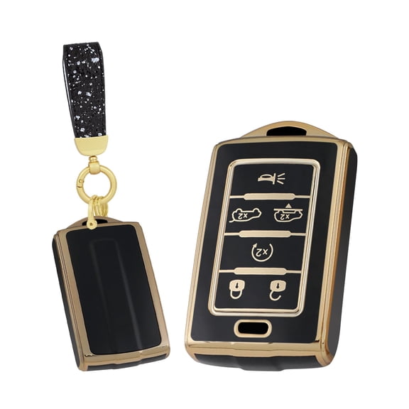 6 Button Fit for Jeep Key Fob Cover Soft TPU Full Protection Key Shell Key Case Compatible with 2021 2022 2023 2024 Grand Cherokee L Grand Wagoneer