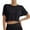 Black, variant on Girls Crop Tops Summer Short Sleeve Round Neck T Shirts Basic Tee for Kids Size 12-13 years