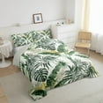 thumbnail image 3 of Manfei Plam Mostera Leaf Full Size Comforter Sets,Tropical Botanical Plant Bedding Comforter Set,Green White Bedding Sets For Kids,Microfiber Bedroom Decor Reversible,3-Piece, 3 of 8