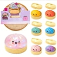 thumbnail image 2 of Squishy Dumplings Steamed Bun Stress Relief Toy, 3.35 Inches Slow Rising Fidget Toys with Basket Style Base Random Style, 2 of 6