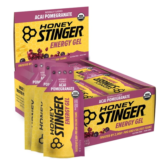 Honey Stinger Organic Gluten-Free Energy Gel, Acai Pomegranate, 1.1 oz, 24 Count