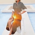 thumbnail image 4 of Sunset - Shark Bay - Australia Long Sleeved Shirt Dress purple dress evening dress evening woman, 4 of 6