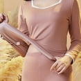 thumbnail image 3 of XuJwPNcy Thermal Underwear Sets for Women Square Neck Long Sleeve Warm Shirt with Legging Outfits Winter Clothing for Women（Rose Gold,XX-Large), 3 of 6