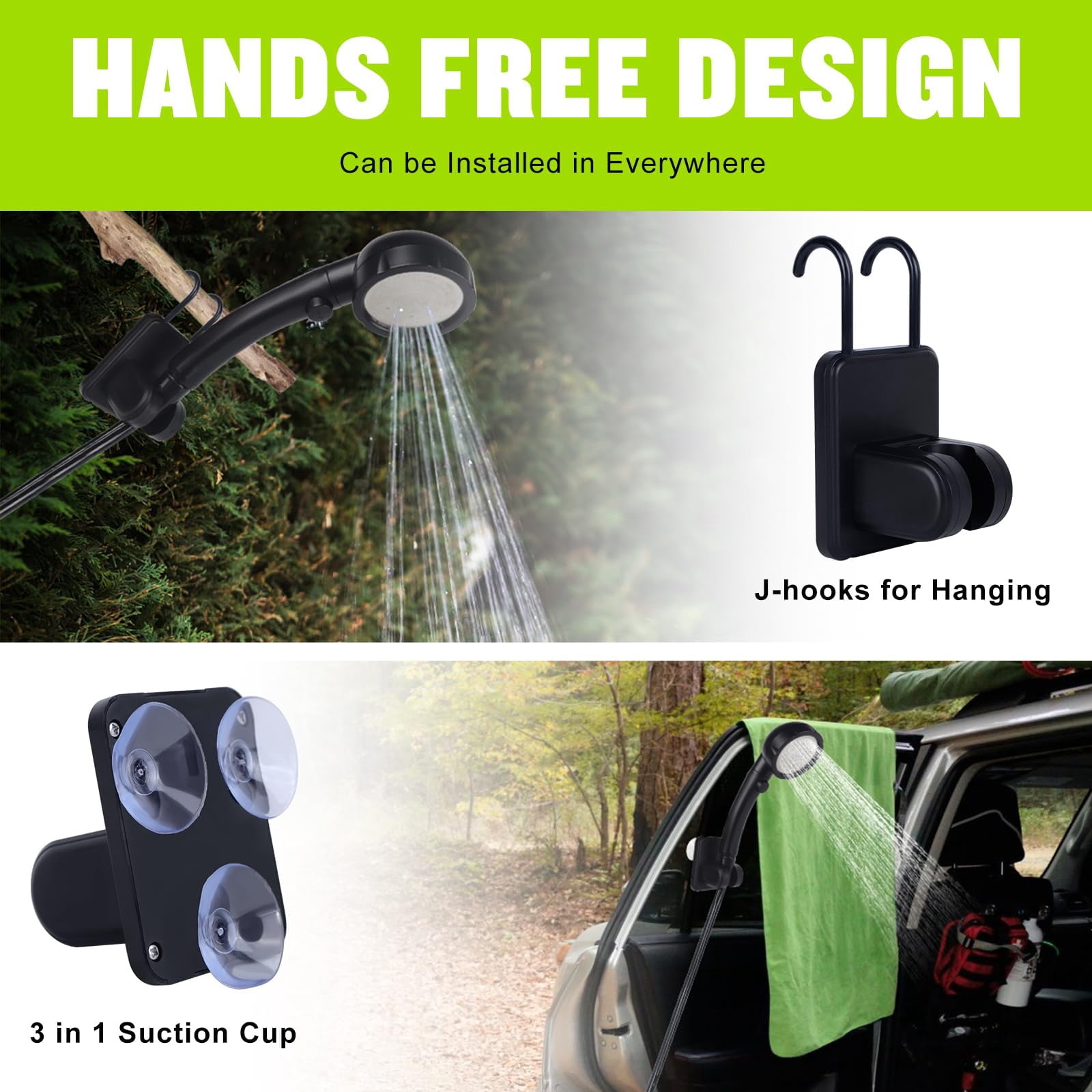 Upgrade Outdoor Portable Camping Shower, 6000mAh Rechargeable Electric Shower Pump with Multifunctional Handheld Filter Shower Head, Suitable for Rinsing, Hiking, RV Travel, Beach Vacations