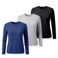 thumbnail image 3 of Vinsonshop Fleece Lined Crewneck Tops 3 Pack Women Long Sleeve Thermal Base Layer Shirts Khaki XXL, 3 of 3