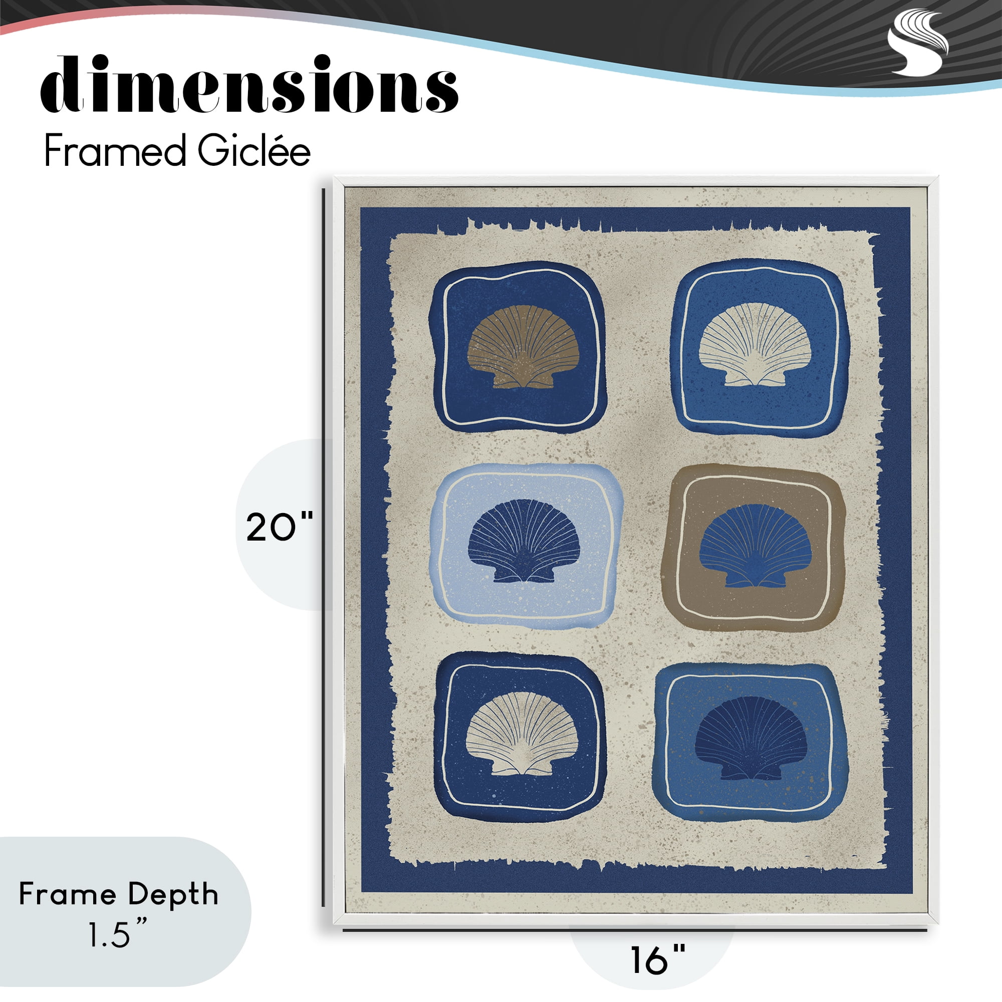 Stupell Industries Nautical Block Shells White Framed Giclee Art, design by Julia Frost