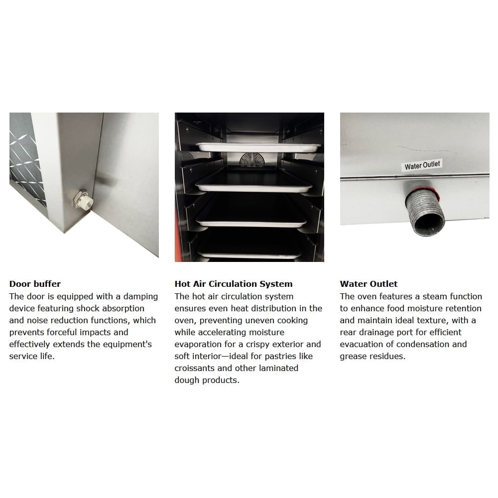 Convection Oven Electric Steam Hot Air Circulation Oven with 5 Trays 220V 3PH 6.5KW