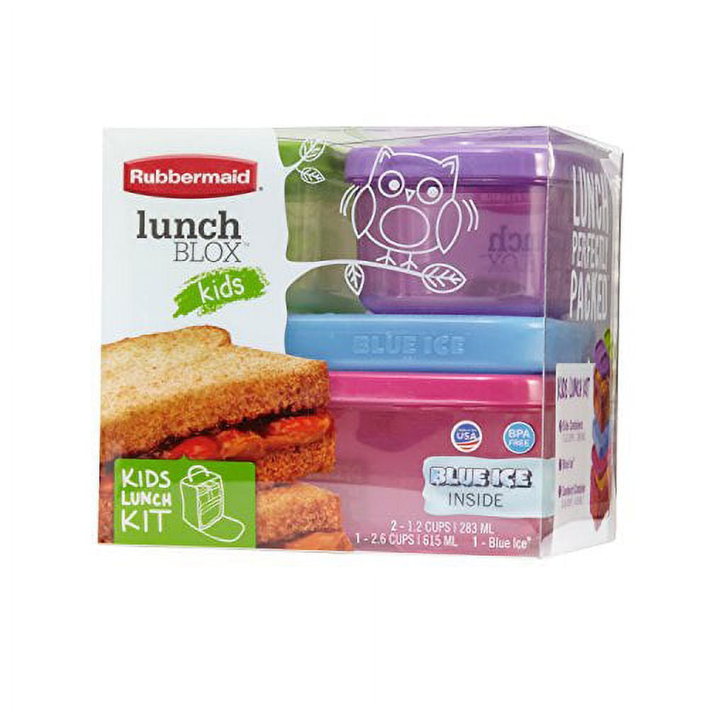 Rubbermaid LunchBlox Kids Lunch Sandwich Box Flat Blue Ice - Pink