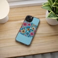 thumbnail image 5 of DistinctInk Hybrid (Acrylic / TPU) Clear Slim Fit Case for Apple iPhone 13 MINI (5.4" Screen) - "Minimalist Cartoon Spring Flowers on Blue", 5 of 8