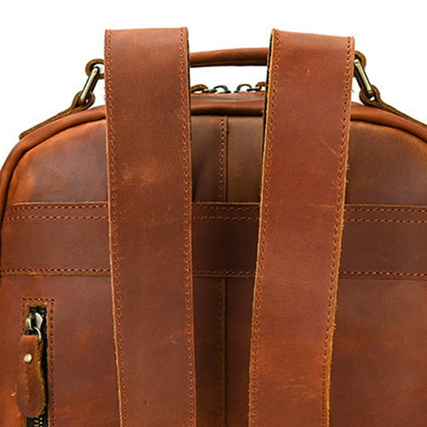 Bolsa Mochila informal vintage Mochila de piel de vaca con cremallera retro para adolescentes (marrón) Ehuebsd Para Estrenar