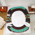 thumbnail image 5 of jejeloiu Cowhide Twin 3-Piece Luxury Cyan Brown Rhombus Sheet Set, 5 of 7