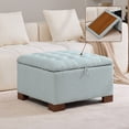 thumbnail image 6 of HASLE 24" Square Storage Ottoman Coffee Table, Linen Tufted Ottoman with Reversible Wooden Tray Lid, Ample Storage Footstool, Blue, 6 of 8