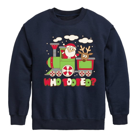 Instant Message - Who Tooted Christmas Train Christmas - Toddler & Youth Crewneck Fleece Sweatshirt