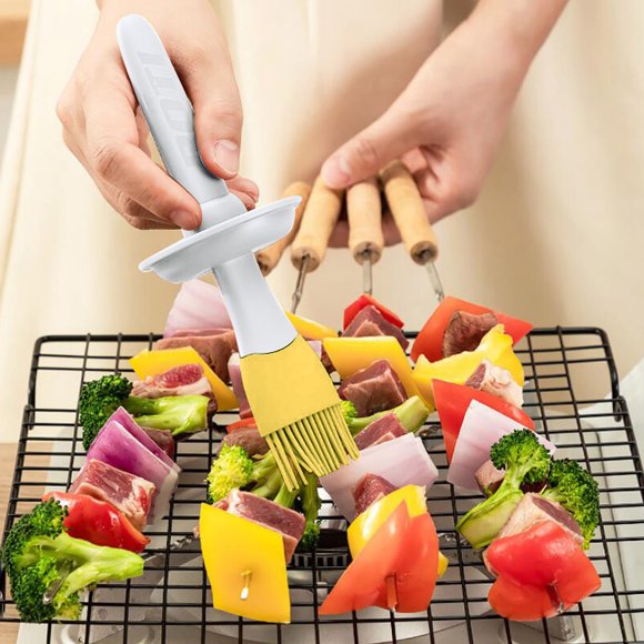 Glass & Bottle Oil Brush Dispenser 2-in-1 Silicone Measuring Bottle for Kitchen Cooking Baking Frying BBQ Pancakes with Silicone Brush 200ML