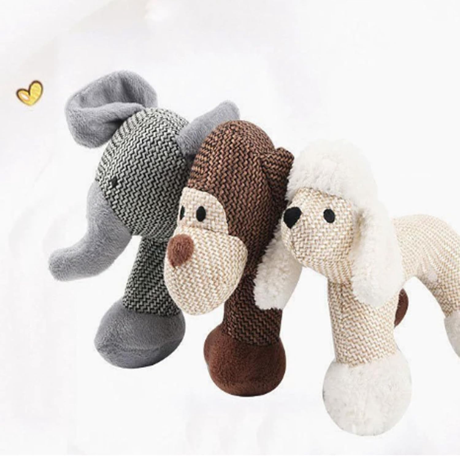 Squeaky Linen Dog Toy (2-Pack, Elephant) - Durable Indestructible Chew Toy for Small & Medium Dogs, Linen Fabric Animal with Squeaker for Interactive Play-dh