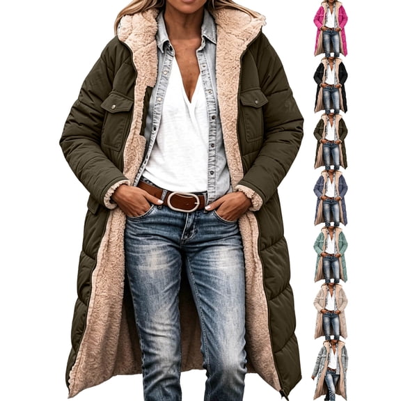 Women's Contton Coats Jacket Loose Winter Fashion Multifunctional Pocket Wearing Long Sleeved Cotton Jacket On Both Sides Outerwear S-5XL