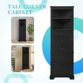 thumbnail image 4 of Harper & Bright Designs Tall Triangle Cabinet with Doors and Drawers, Modern Freestanding Bathroom Corner Cabinet with Adjustable Shelves and Tilt-Out Laundry Hamper for Small Space, Black, 4 of 14
