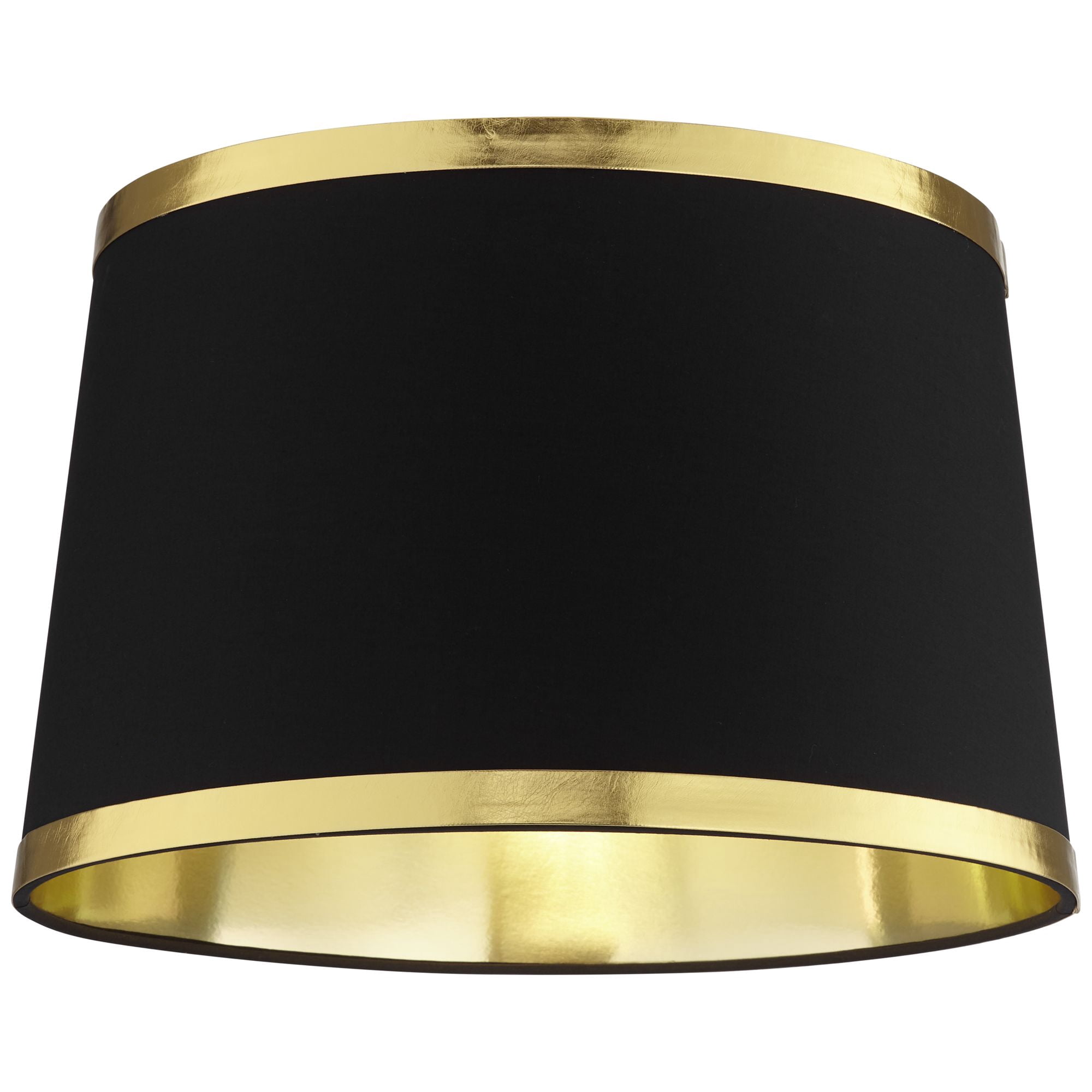 Springcrest Black and Gold Metallic Medium Drum Lamp Shade 13" Top x 15" Bottom x 10" High (Spider) Replacement with Harp and Finial
