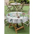 thumbnail image 3 of Outdoor Tablecloth with Umbrella Hole and Zipper, Thanksgiving Fall Round Table Cloth 60 Inch Waterproof Tablecloth, Blue Green White Pumpkin Eucalyptus Picnic Table Cover for Patio Camping, 3 of 7