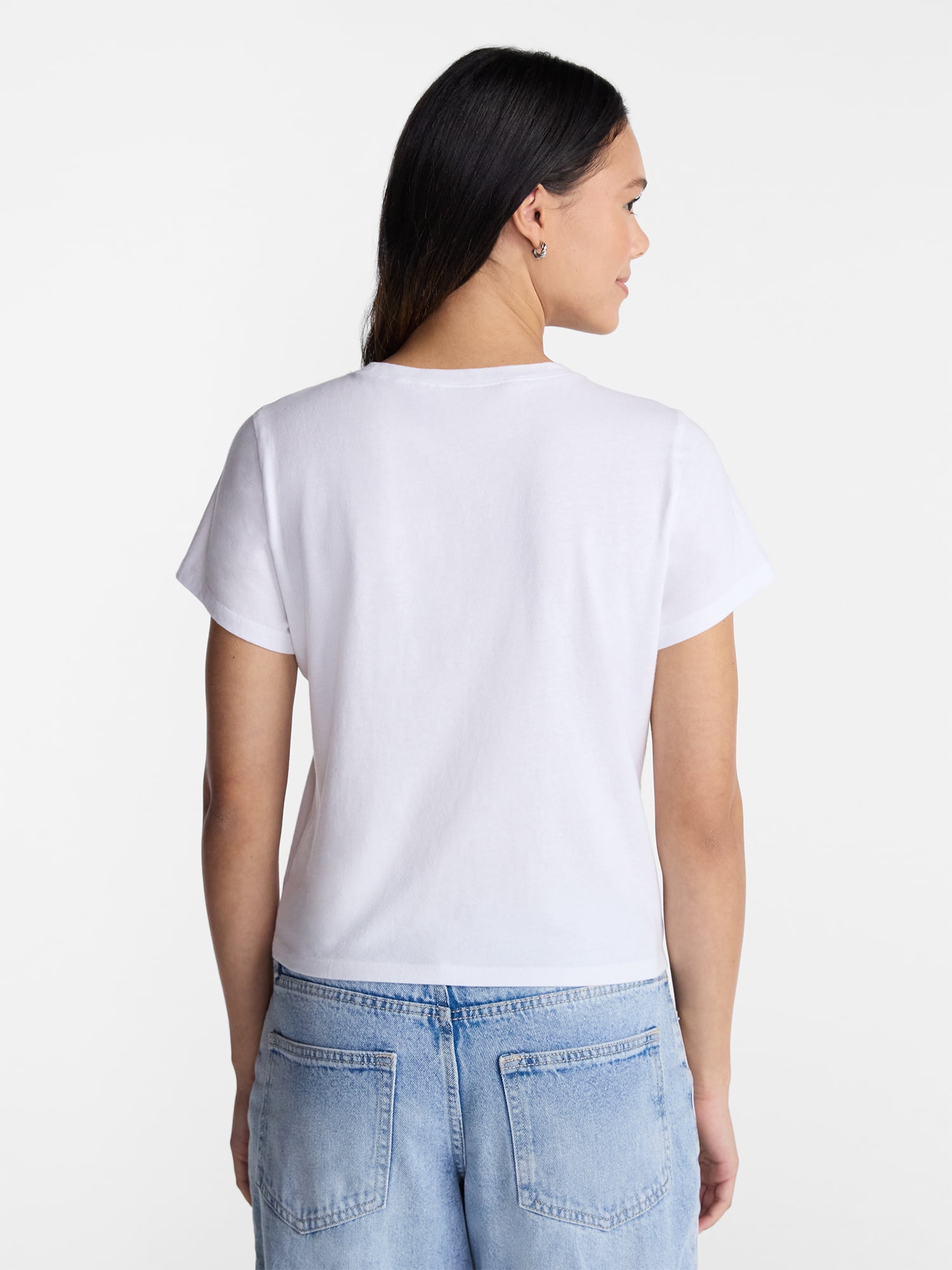 No Boundaries Washed Relaxed Fit Cotton Tee, Women's XXS-XXL
