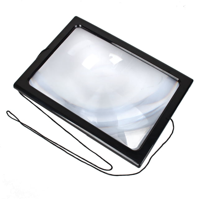 Lupa de lectura con luz LED, manos libres, tamaño A4, 3 aumentos, con luz LED