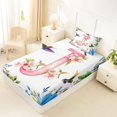 thumbnail image 4 of Castle Fairy Floral Letter J Hummingbird Twin Sheet Sets 3pcs for Adults,Watercolor Flowers Animal Bedding, 4 of 6