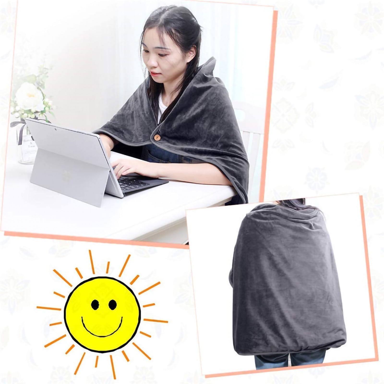 hengsof Heated Blanket Battery Operated,with Battery Pack,Cordless USB Heated Shawl,Outdoor Portable Electric Blanket,USB Heated Throw 3 Heating Levels,Softnees Heating Blanket