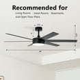 thumbnail image 5 of Vaczon 60" Industrial Black Smart Large Ceiling Fan with Light and Remote for Living Room and Great Room, 5 of 13