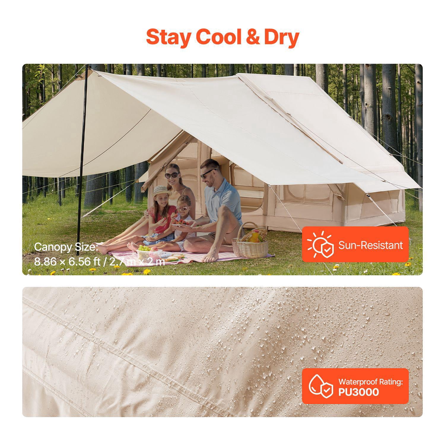 Inflatable 3-5 Person 4 Season Camping Tent Easy Setup with Hand Pump 300D Oxford Canopy Stove Jack 2 Doors 2 Mesh Windows Includes Storage Bag