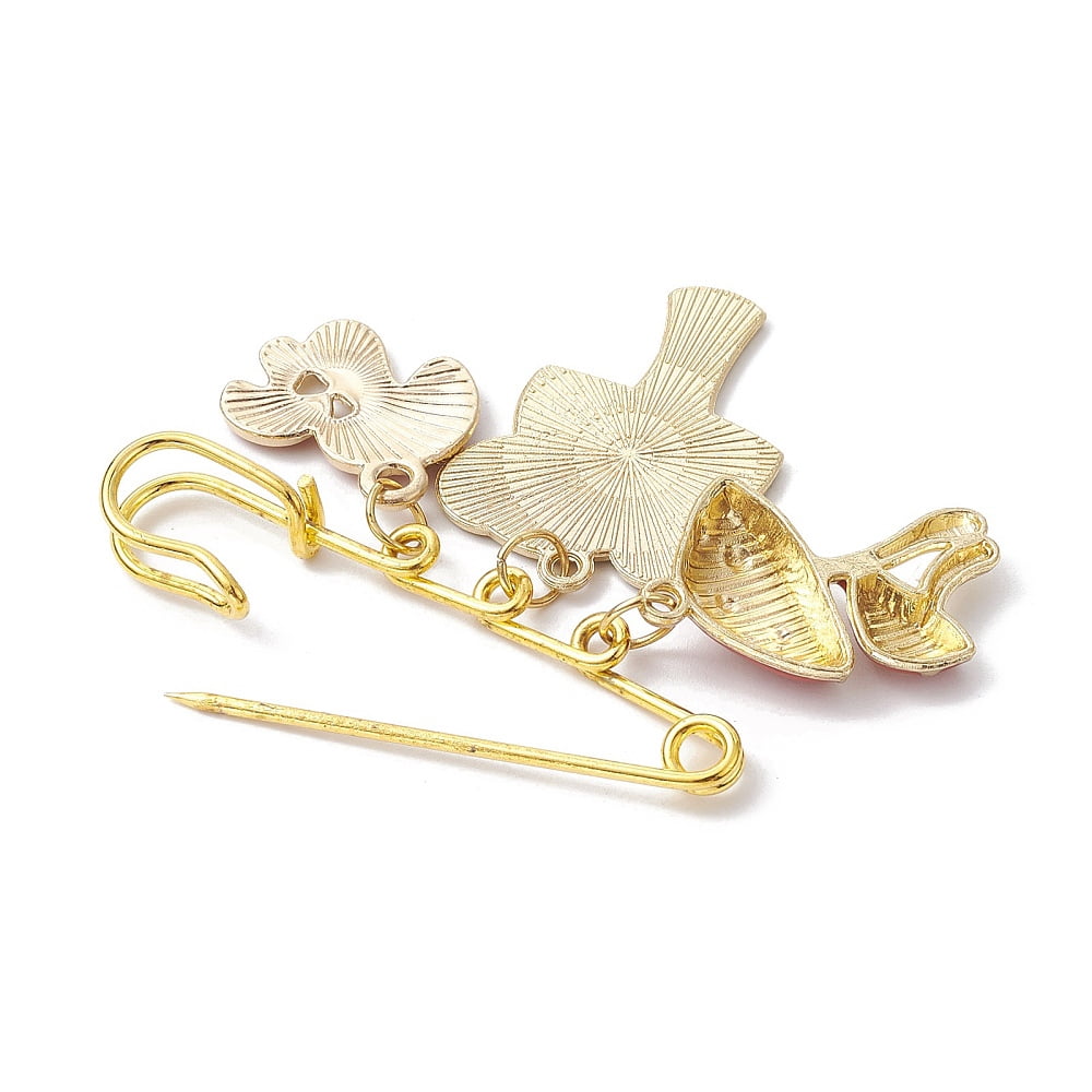 20pc Mushroom Enamel Charms Brooch Alloy Safety Kilt Pin Brooch Dark Red 19.5~31x19~23x4mm