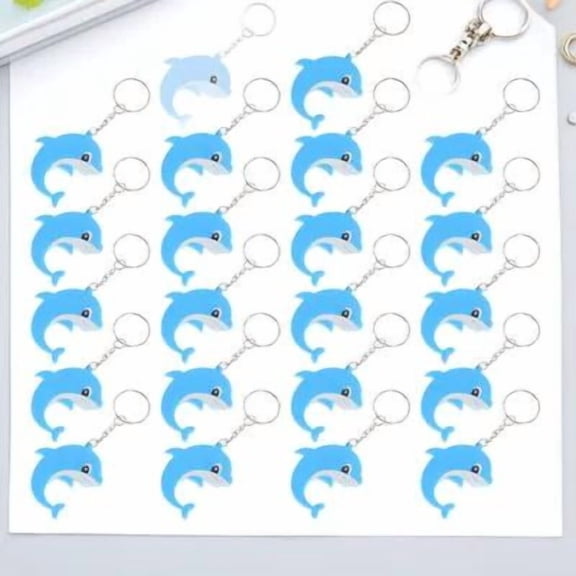 Supvox Cute Dolphin Keychain Assorted Color PVC Pendant for Decoration 21Pc