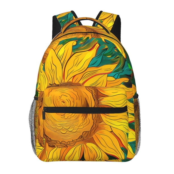 Easygdp Vibrant Sunflower Painting Mochila Ergonómica Versátil para Laptop - Múltiples Bolsillos, Correas Ajustables, Unisex para Escuela, Viajes y Actividades al Aire Libre-One Size