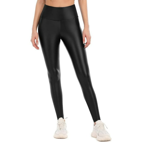 Women's leather winter leggings. Women's winter fleece lined leggings