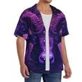 thumbnail image 2 of KLL Purple Starry Sky Antelope Print Men's Shirt Short Sleeve Button Down Summer Cuba Beach Shirts- 3X-Large, 2 of 5