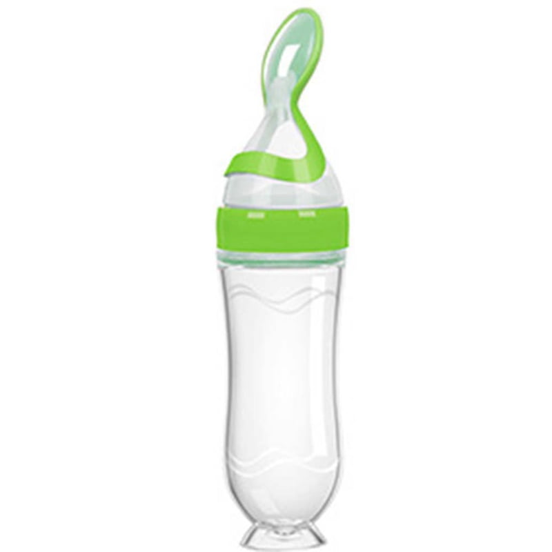 baby rice in milk bottle